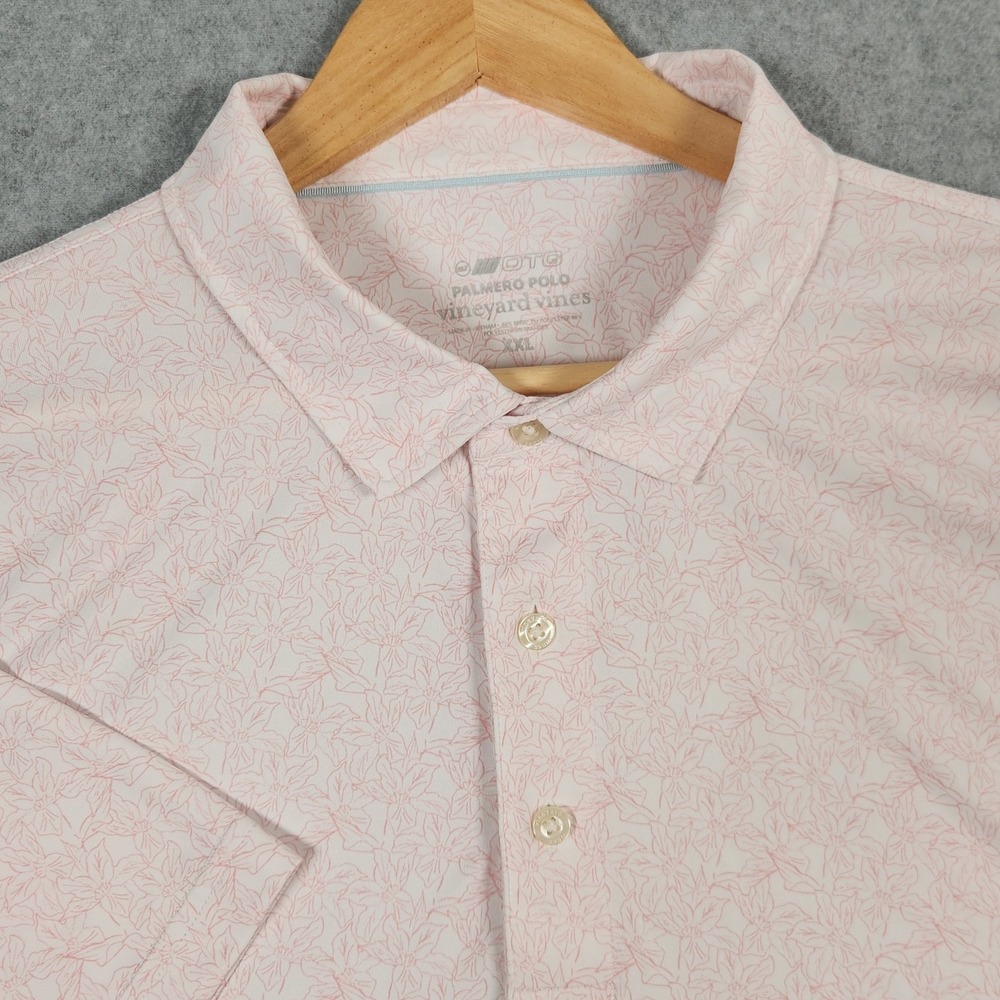 Vineyard Vines Polo Shirt 2XL Pink Floral On The Go Palmero OTG Performance Golf